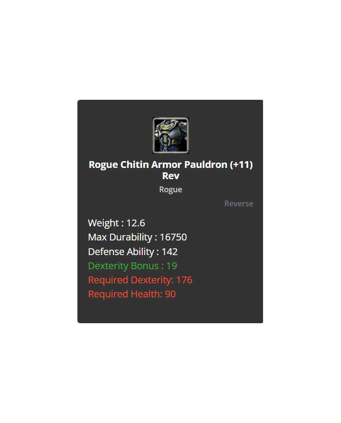 +9 Rogue Chitin Set