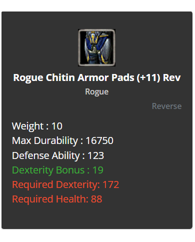 +9 Rogue Chitin Set