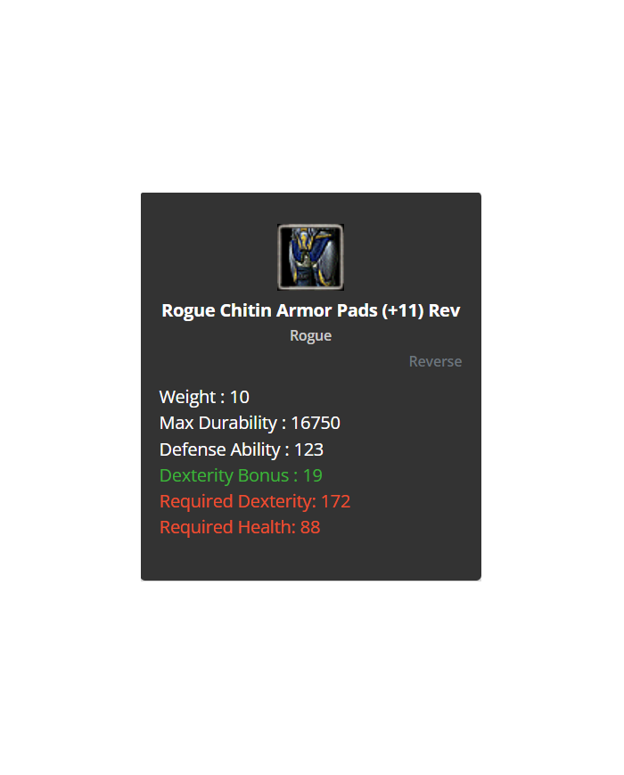 +9 Rogue Chitin Set