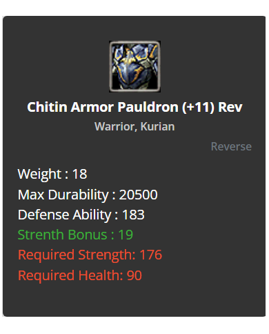 Chitin Armor Pauldron +11 (reverse)