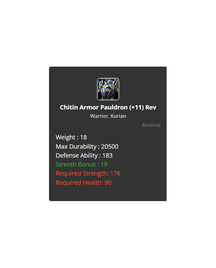 Chitin Armor Pauldron +11 (reverse)