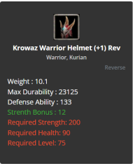 Krowaz Warrior Helmet
 +-1 Reverse