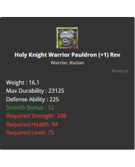 Holy Knight Warrior Pauldron
 +-1 Reverse