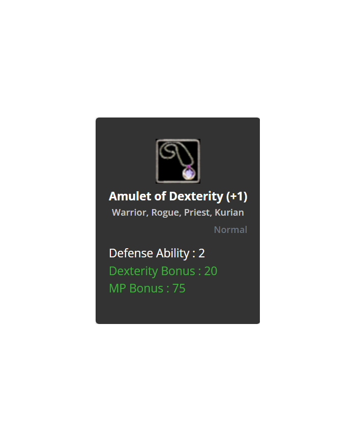 Amulet Of Dexterity +1