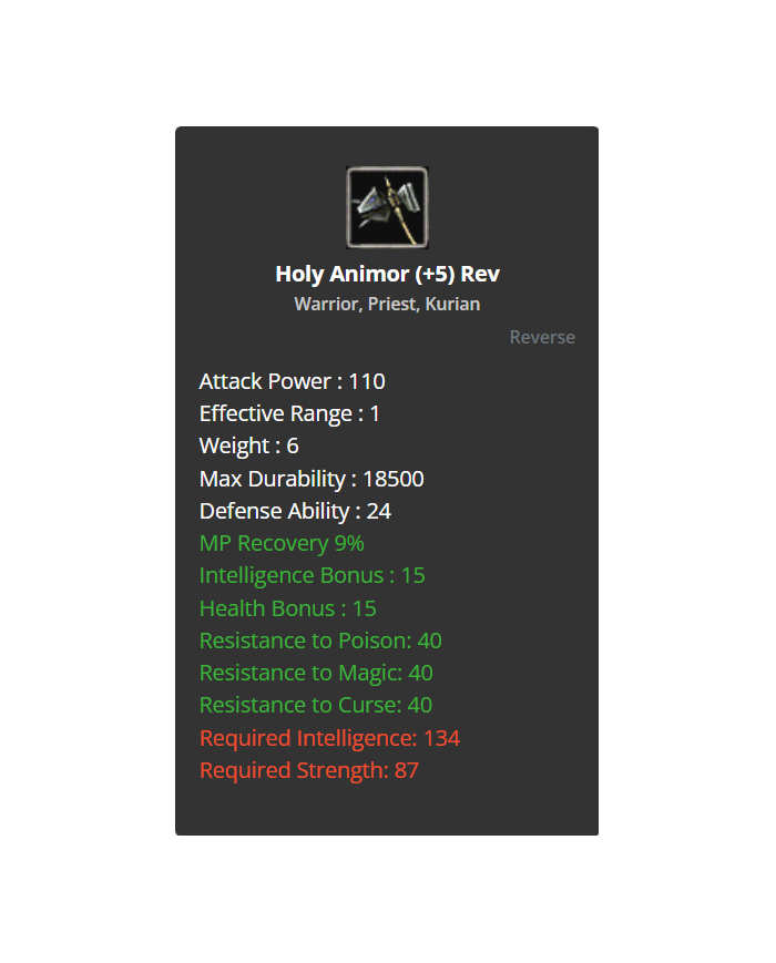 Holy Animor (+5) Rev 