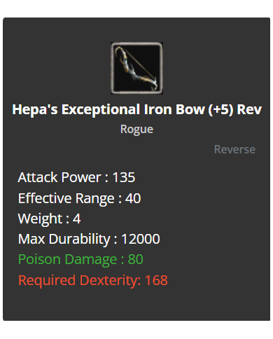 Hepa's Exceptional Iron Bow (+5) Rev