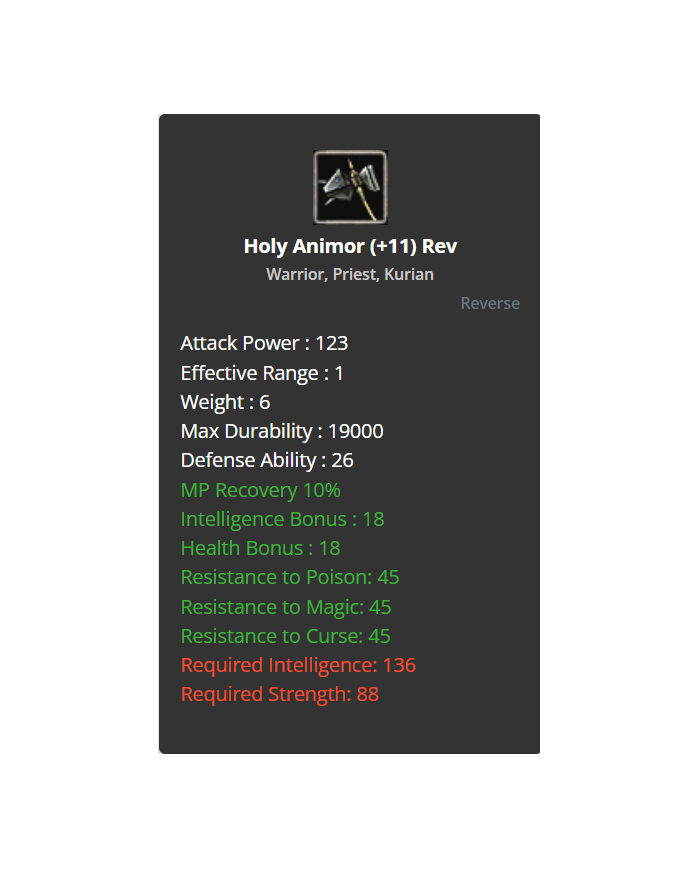 Holy Animor (+11) Rev