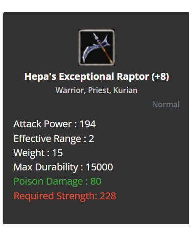 Hepa's Raptor (+8)