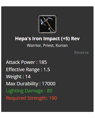 Hepa's Iron Impact +5 Rev