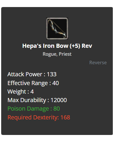 Hepa's Iron Bow +5 Rev