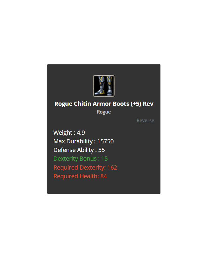 Rogue Chitin Set +5 Rev