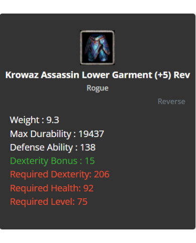 Krowaz Assassin Set +5 Rev