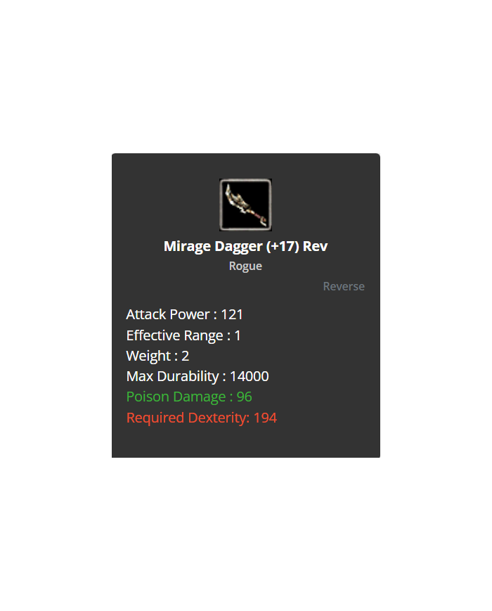 Mirage Dagger +17 reb