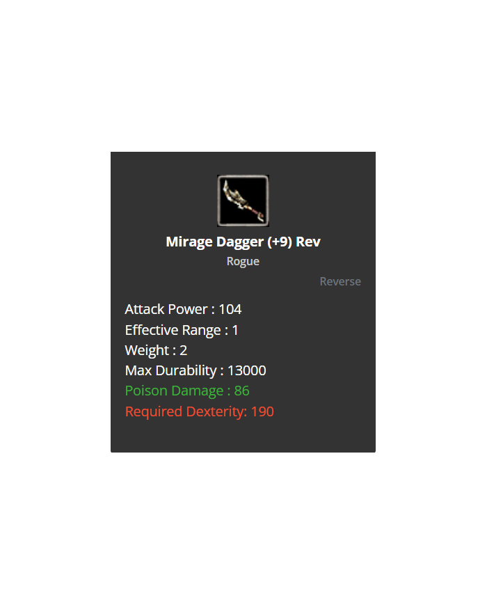 +9 Reverse Mirage Dagger