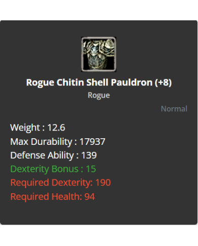 +9 Rogue Chitin Shell Set