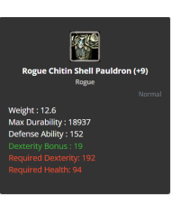 +9 Rogue Chitin Shell Set