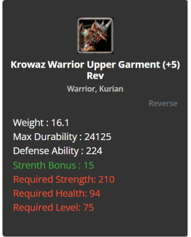 +8 Warrior Kro Set Reb