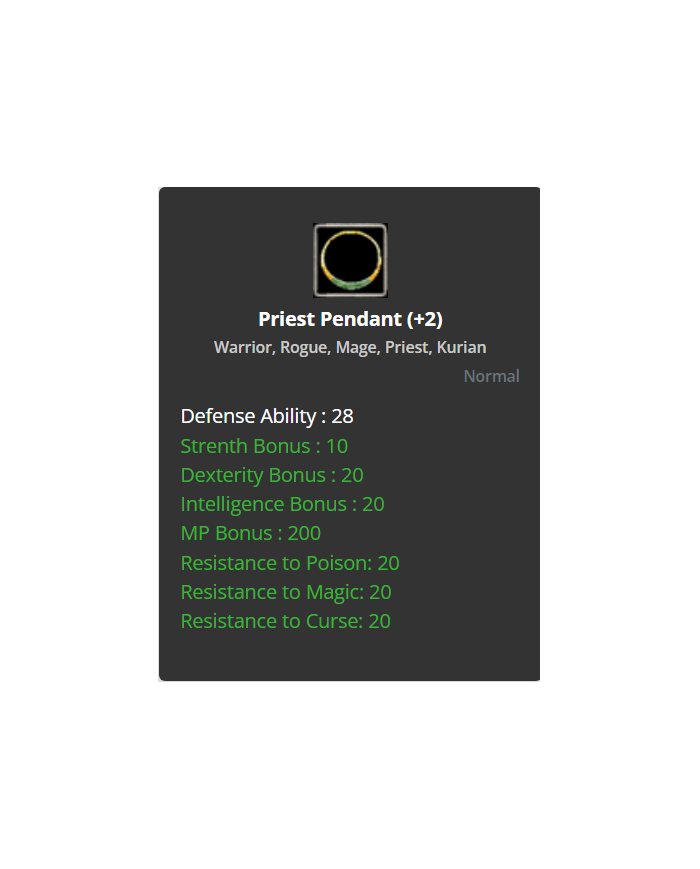 +2 Priest Pendant