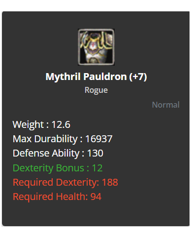 +7 Rogue Mythrill Set