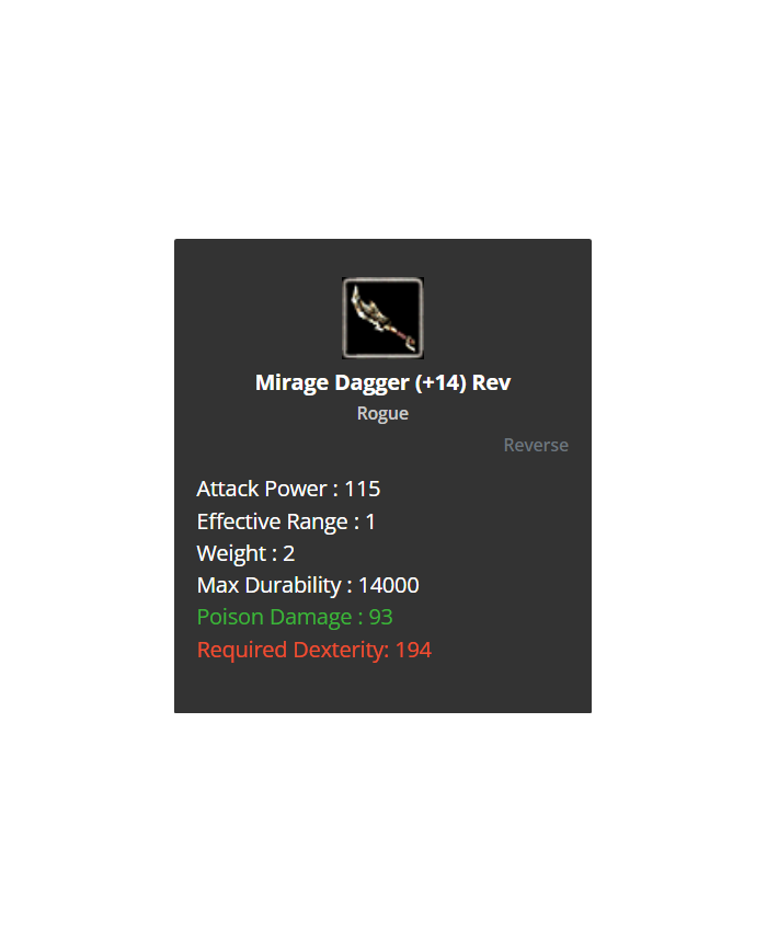 +14 Reverse Mirage Dagger